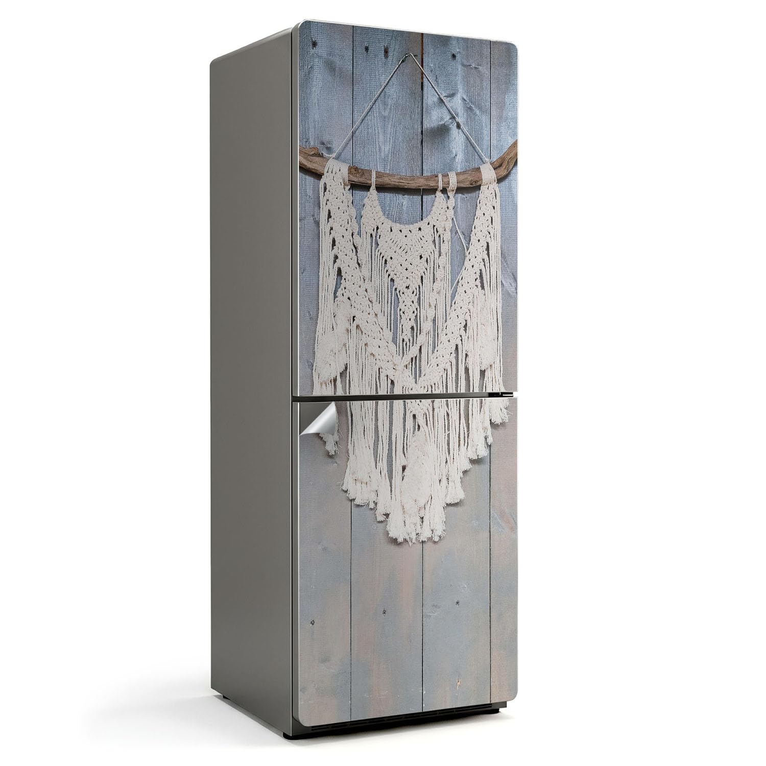 Autocollants pour frigo masquant les rayures décor cuisine macramé 70x190
