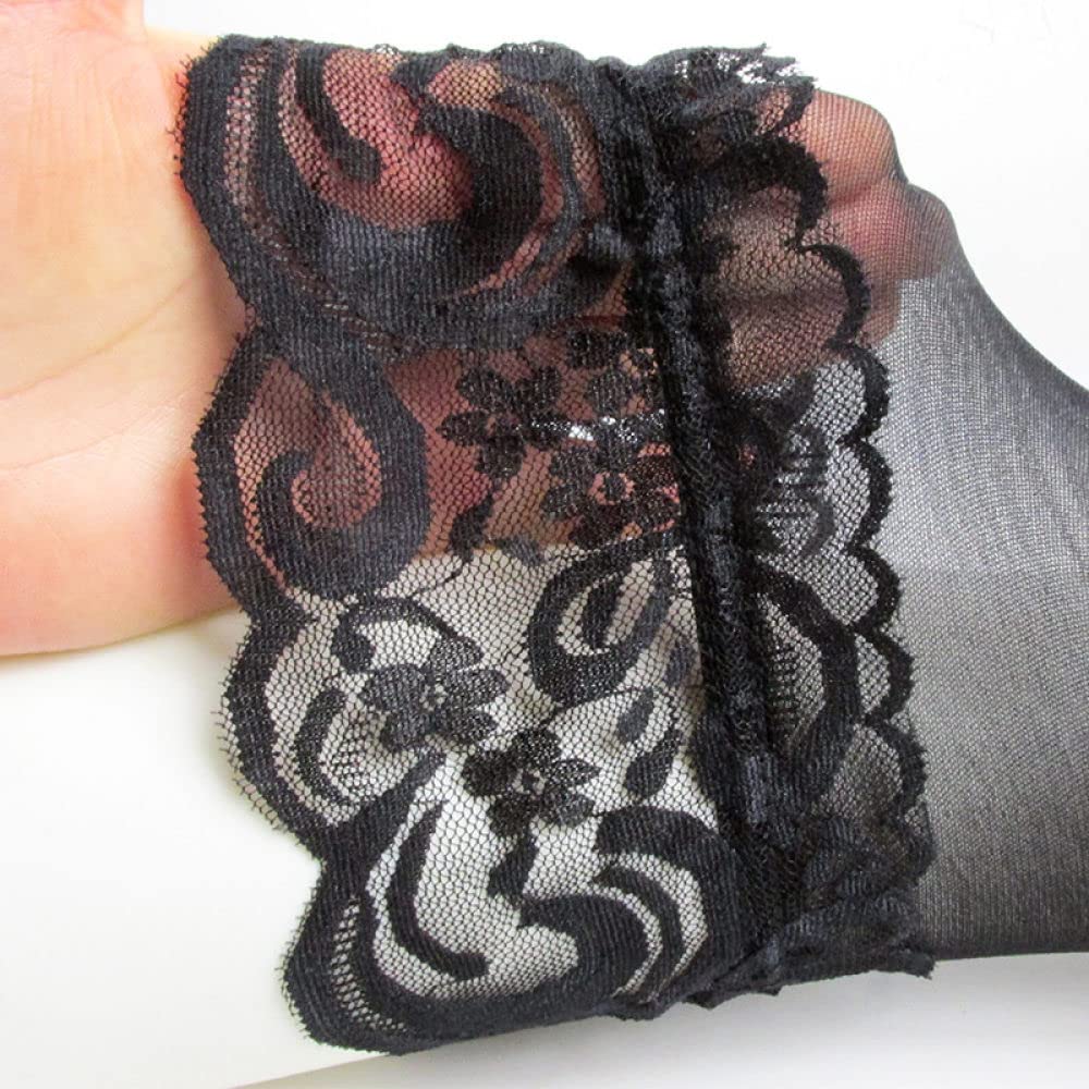 Calze a Rete da Donna - 2 Pezzi Calze Lunghe a Rete da Donna in Pizzo Sexy Fino alla Coscia e al Ginocchio Calze Lunghe Trasparenti Elastiche per Locali notturni (Rosa) (Nero Q)