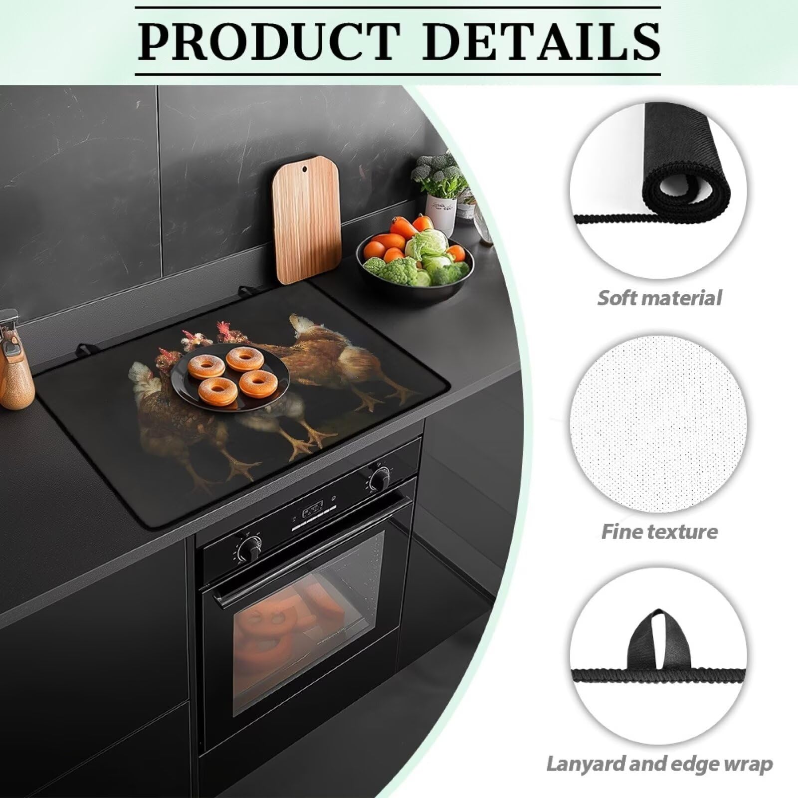 Poceacles Copertura superiore in vetro per stufa elettrica, protezione per piano cottura pieghevole, multiuso, tappetino per lavatrice, asciugatrice, accessori decorativi per cucina, marmo blu oro
