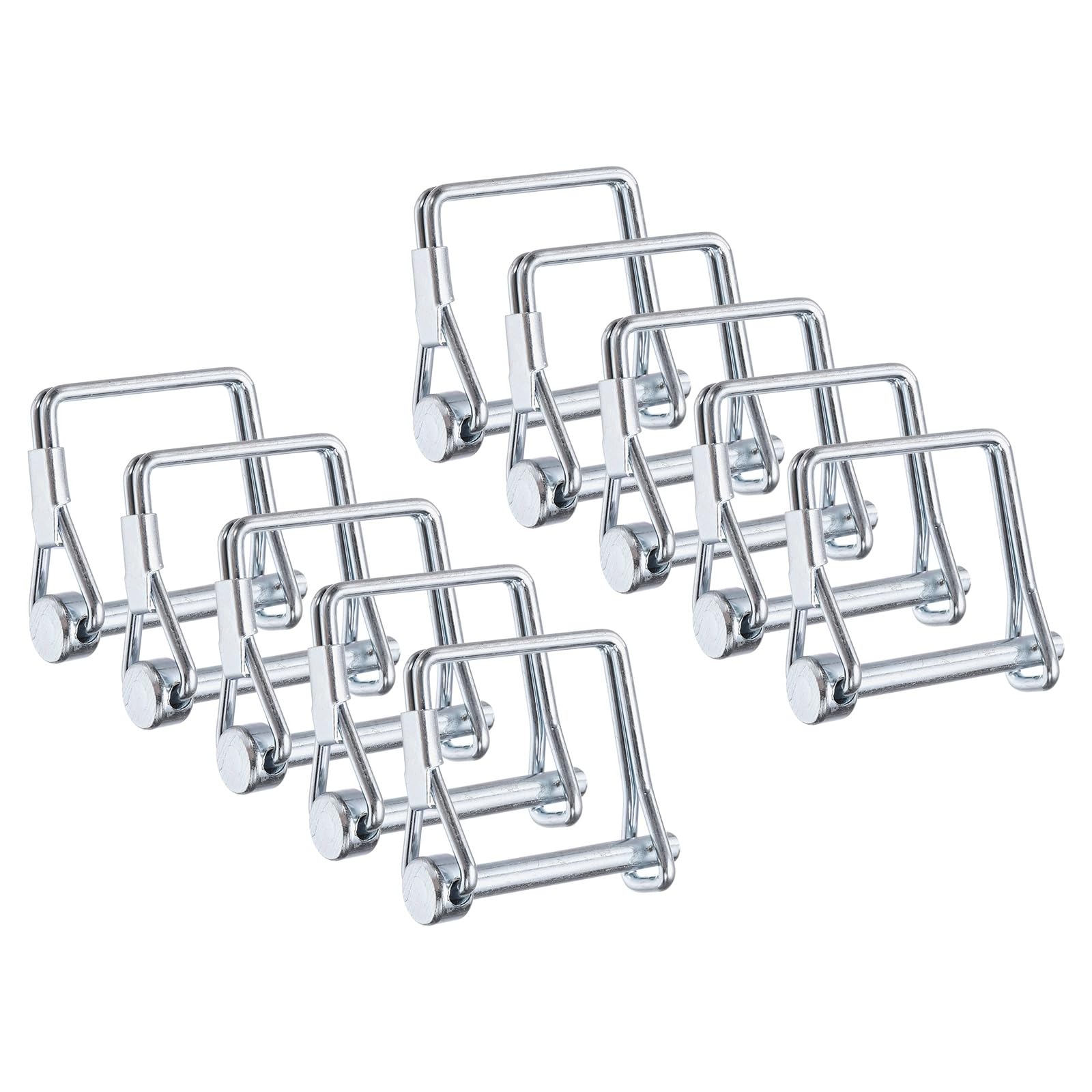 PATIKIL Trailer Coupler Pin 3/16"x1-9/16", 10 Pcs Wire Lock Square Safety Shaft Locking Round Pto Pins for Farm Trailers Lawn Hitches Garden Tractor Kayak Boat, Silver (4.5x40mm)