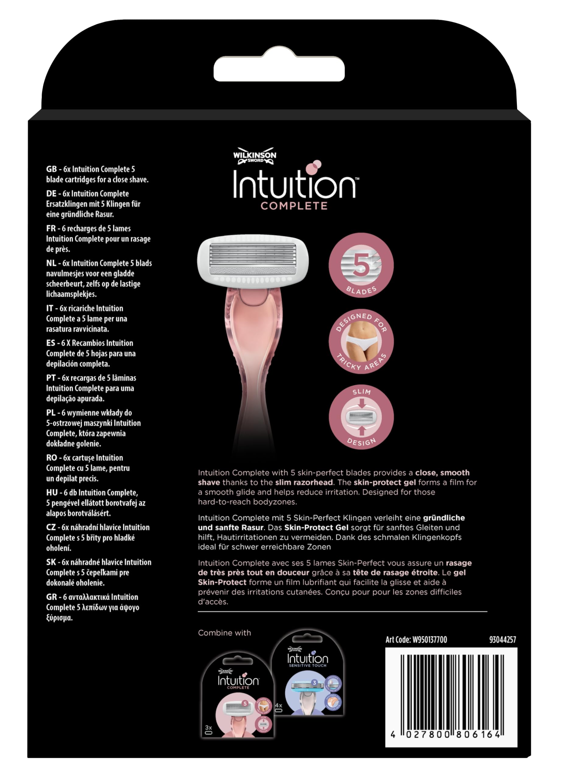 Wilkinson Sword - Intuition Complete - Lames de rasoir pour femme - Pack de 6 lames + manche