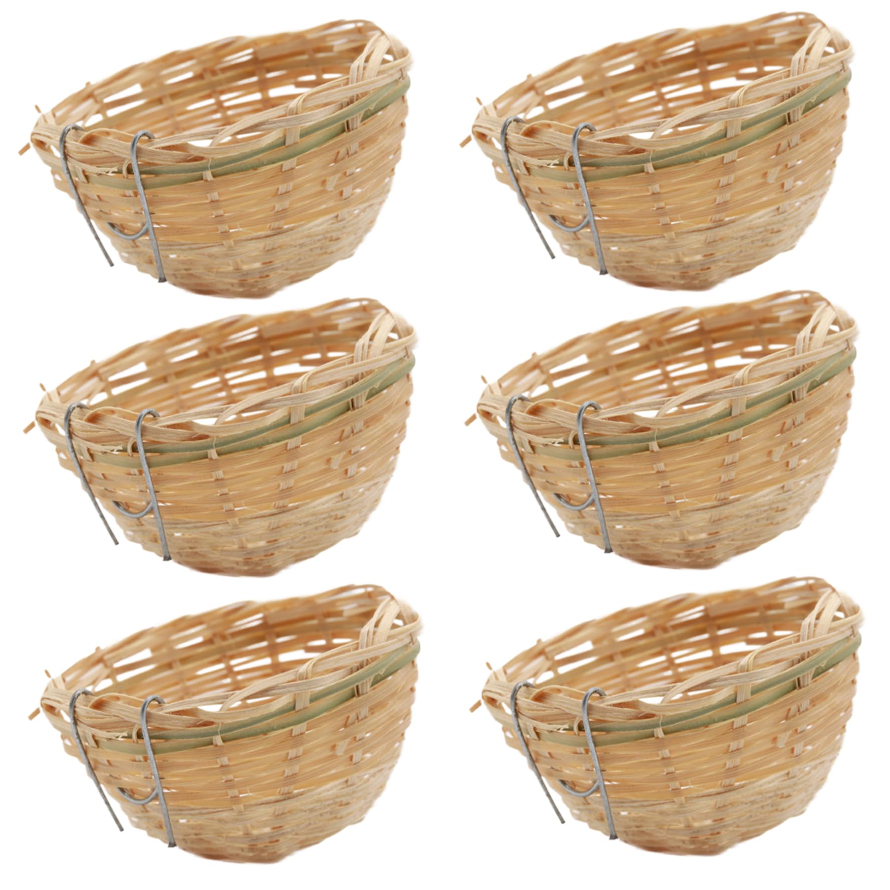 Wedhapy Nido De Pájaro Tejido a Mano 6 Piezas Nido De Pájaro De Bambú Tejido para Jaula 3,9 X 2,4 Pulgadas Nido De Periquito Nido De Canario Accesorios para Jaula De Pájaros Paloma Loro Periquito