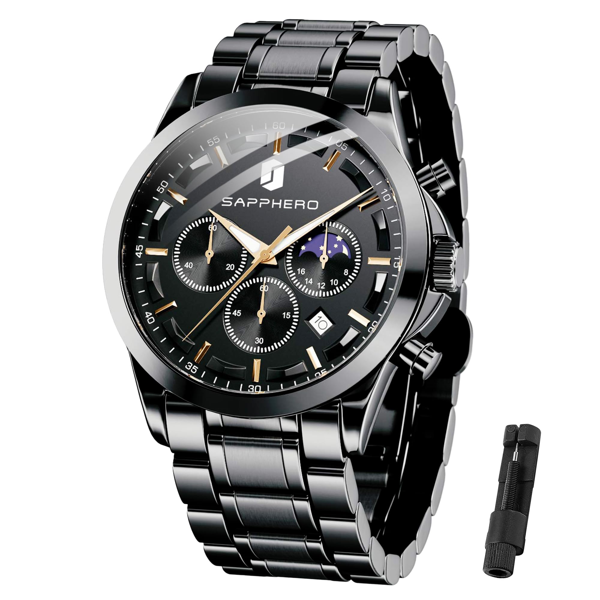BENYAR BY Herrenuhr Uhren Herren Wasserdicht Herrenuhren Chronograph männer Armbanduhr für Herren Gold/Silber/Blau/Schwarz Eleganz Lederarmband/Edelstahl Quarz Geburtstags/Weihnachts