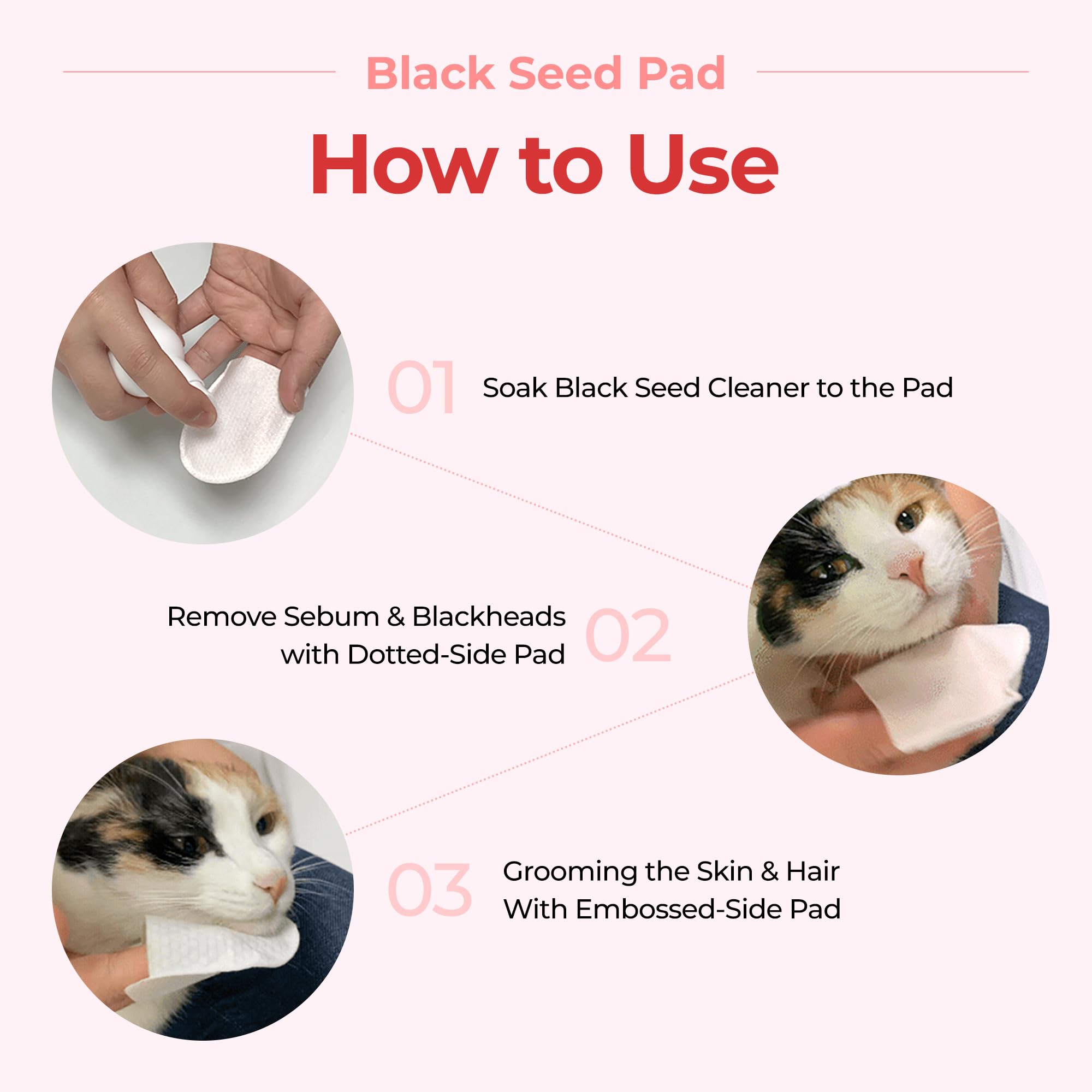 JAYU PET Schwarzkümmel-Pad - Trockene Pads gegen Katzenkinn-Akne, doppelseitige Pads zur Entfernung von Mitessern, 30 STK