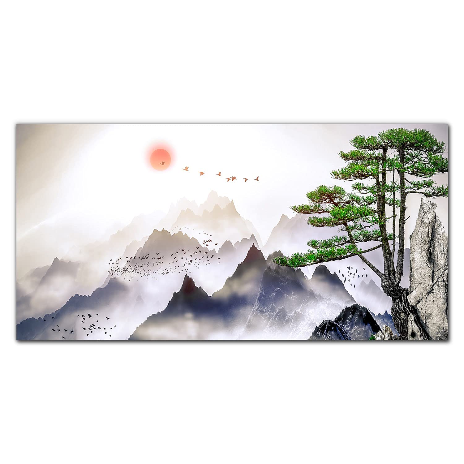 Crédence en verre trempé 120x60cm élégance arbre de montagne solaire