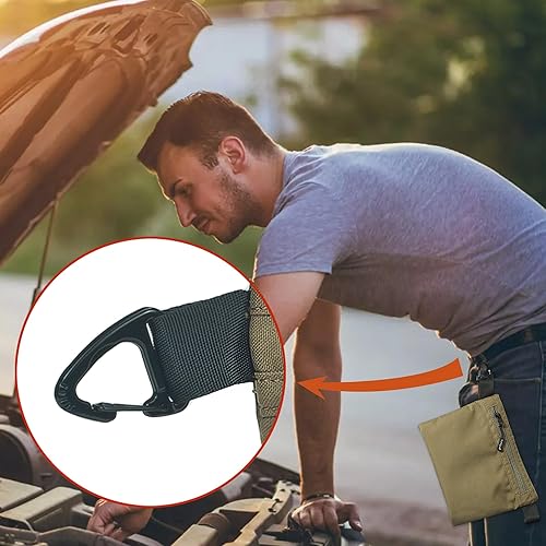 Miniatura 7 de Bolsa con cremallera resistente al agua con clip de mosquetón, pequeña bolsa de nailon multiusos para viajes, cosméticos digitales, bolsa de