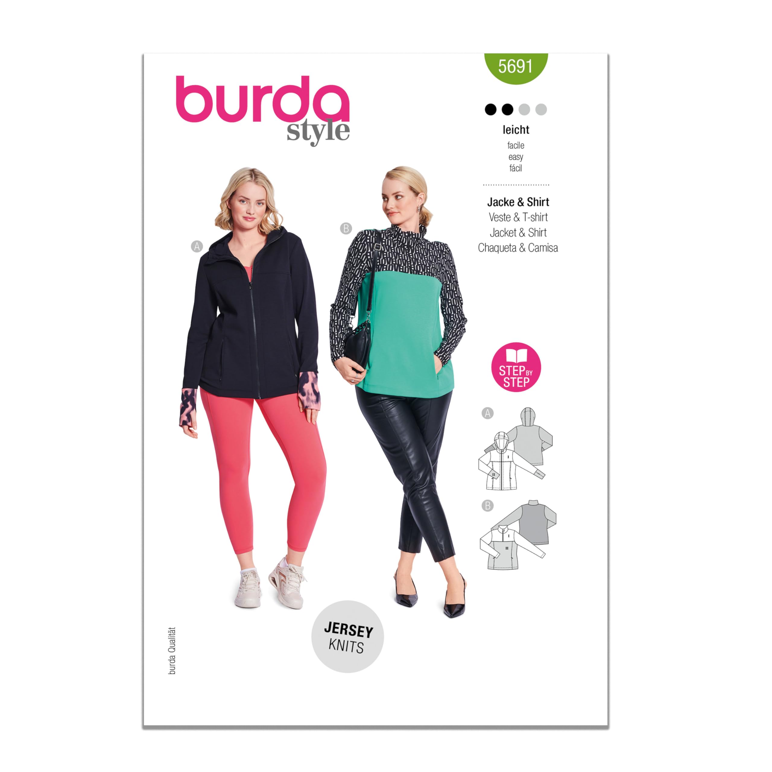 Burda Sewing Pattern X05691BURDA Burda Style Pattern 5691 Misses' Sports Shirts 20-34 (46-60)