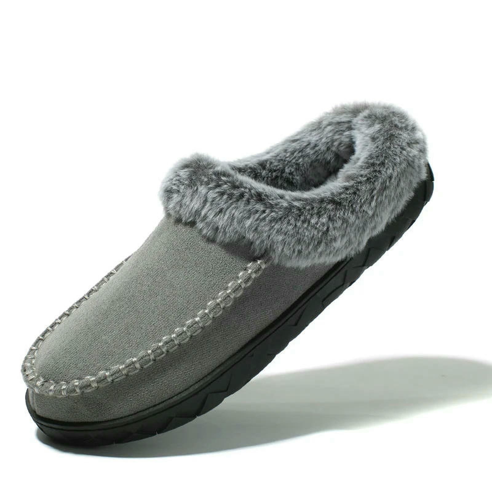 Pantofole Invernali da Uomo Scarpe Calde Casa Coppie Scivoli Pantofola Camera Letto Donna Antiscivolo in Cotone-grigio-35-36