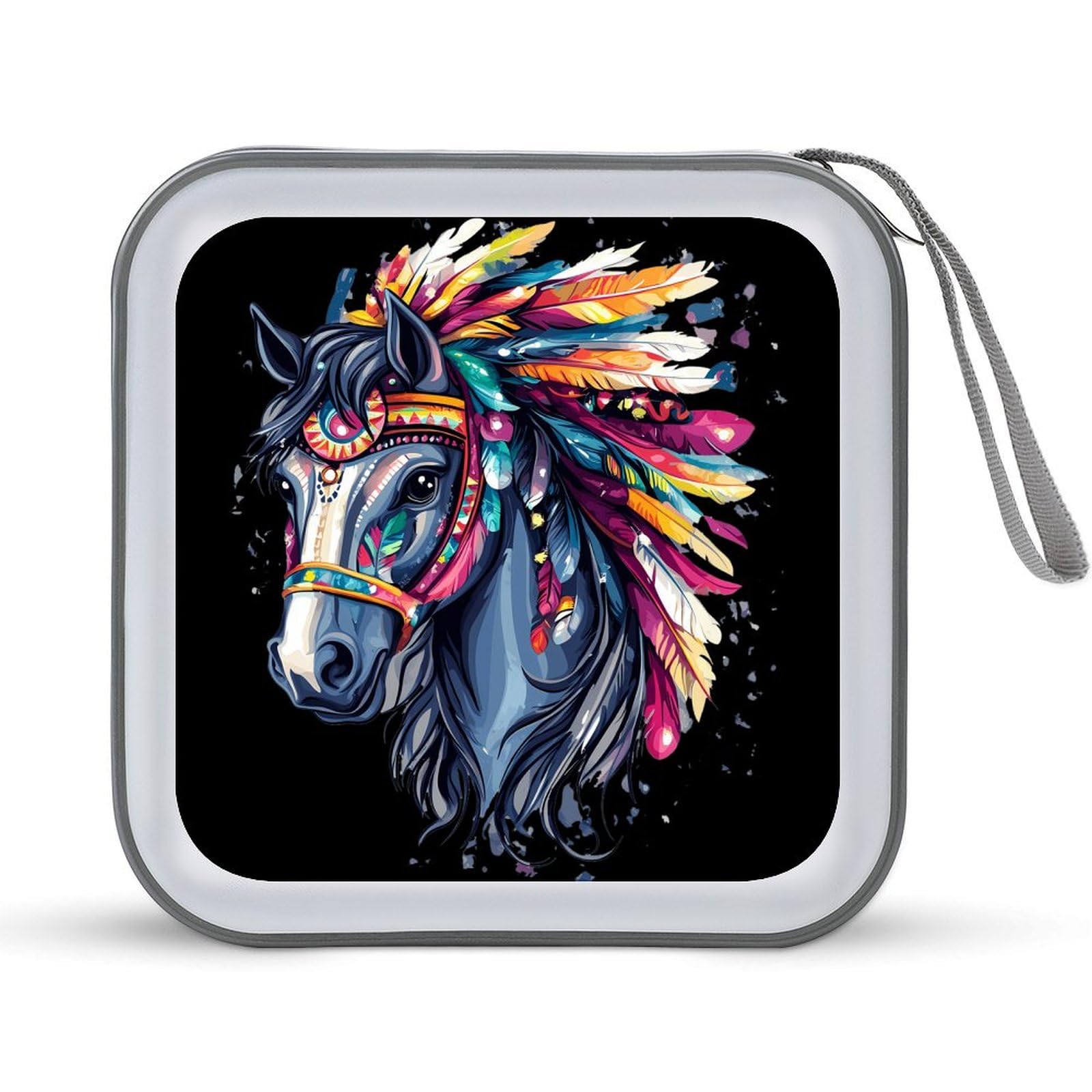 Horse Riding Native US Indian CD Case Plastic DVD Case Holder Wallet Disc Storage Organizer for Car Travel