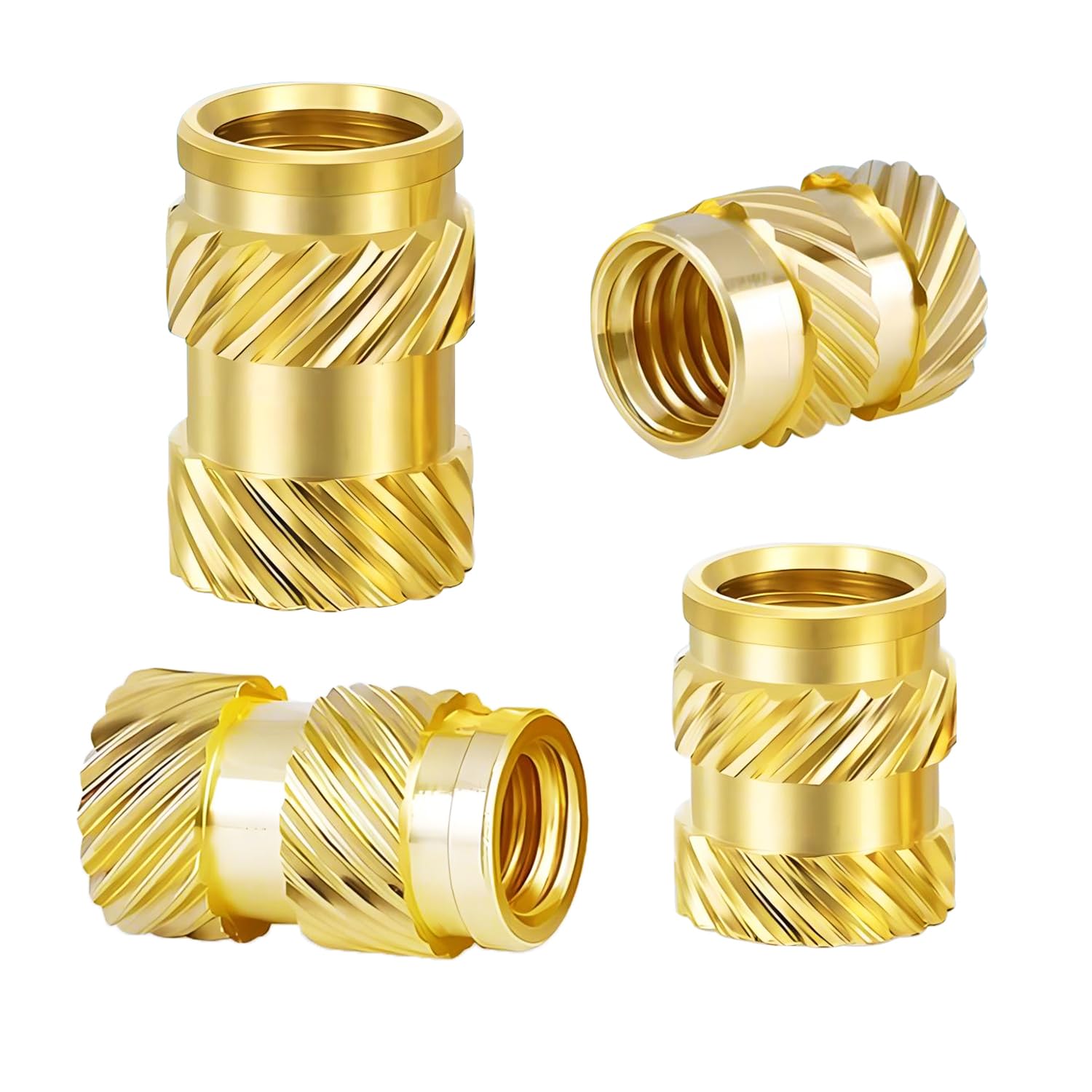 Qrity 100 Pezzi Inserto Filettato, Dadi in Ottone per Stampa 3D, Boccola Filettata, Dadi Filettati Femmina in Ottone Zigrinato, M3 x 5mm x 5mm