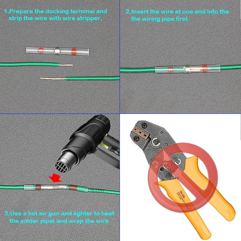 Box-Packed Thermal Shrinkage Electrical Car Wire Connector Solder Extrusion Terminals Block Cable Termination Wireway Clamping(300PCS Set Box)