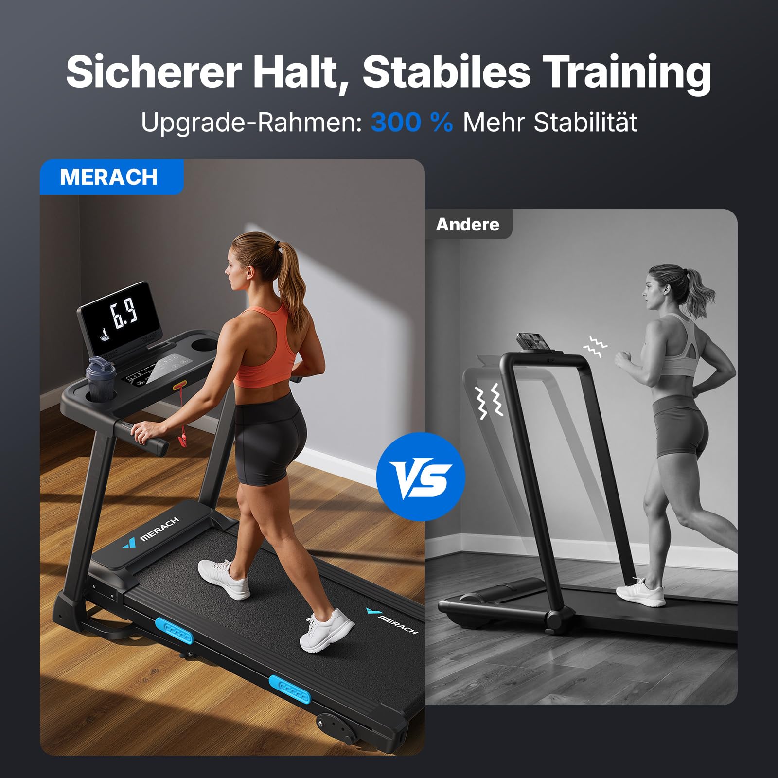 MERACH Laufband Für Zuhause mit Steigung, 0%-18% Automatische Neigung, 8.5km/h12km/h/14km/h Laufband Klappbar, Walking Pad, Treadmill for Home Max 136KG/159KG, 42 * 108CM/46 * 120CM, Laufbänder APP
