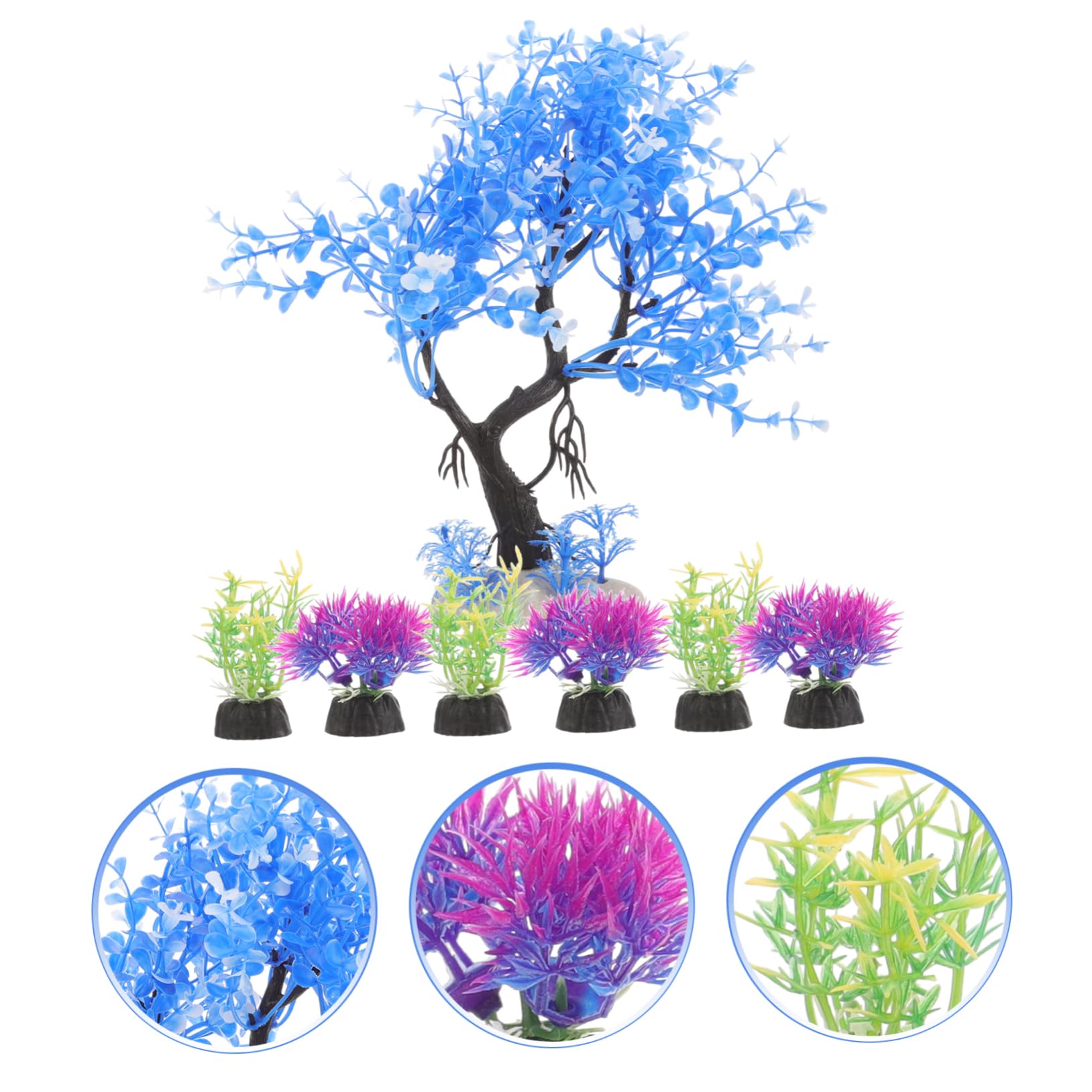 Cabilock 3 Series Decoración De De Agua Simulada. Accesorios para Peceras Decoraciones Planta De Peces Falso Decoración De Peces del Acuario El Plastico 7 Piezas*3