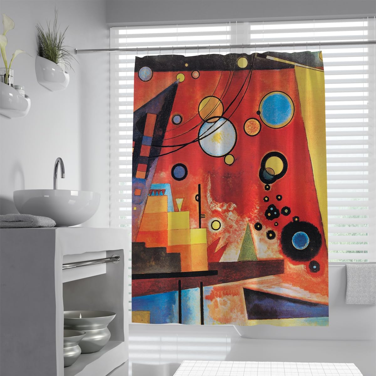 Olliar Home Shower Curtain Watercolor S 180X180 Abstract Geometric Colorful Circles Bathroom Curtain Hotel Style Polyester Waterproof Washable With Hooks