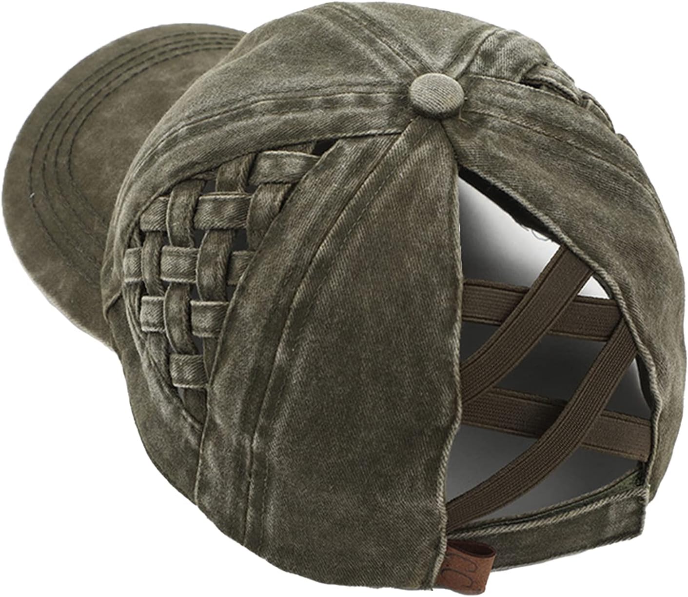 Funky Junque Criss Cross Hat Womens Baseball Cap Distressed Ponytail Messy Bun Trucker Ponycap