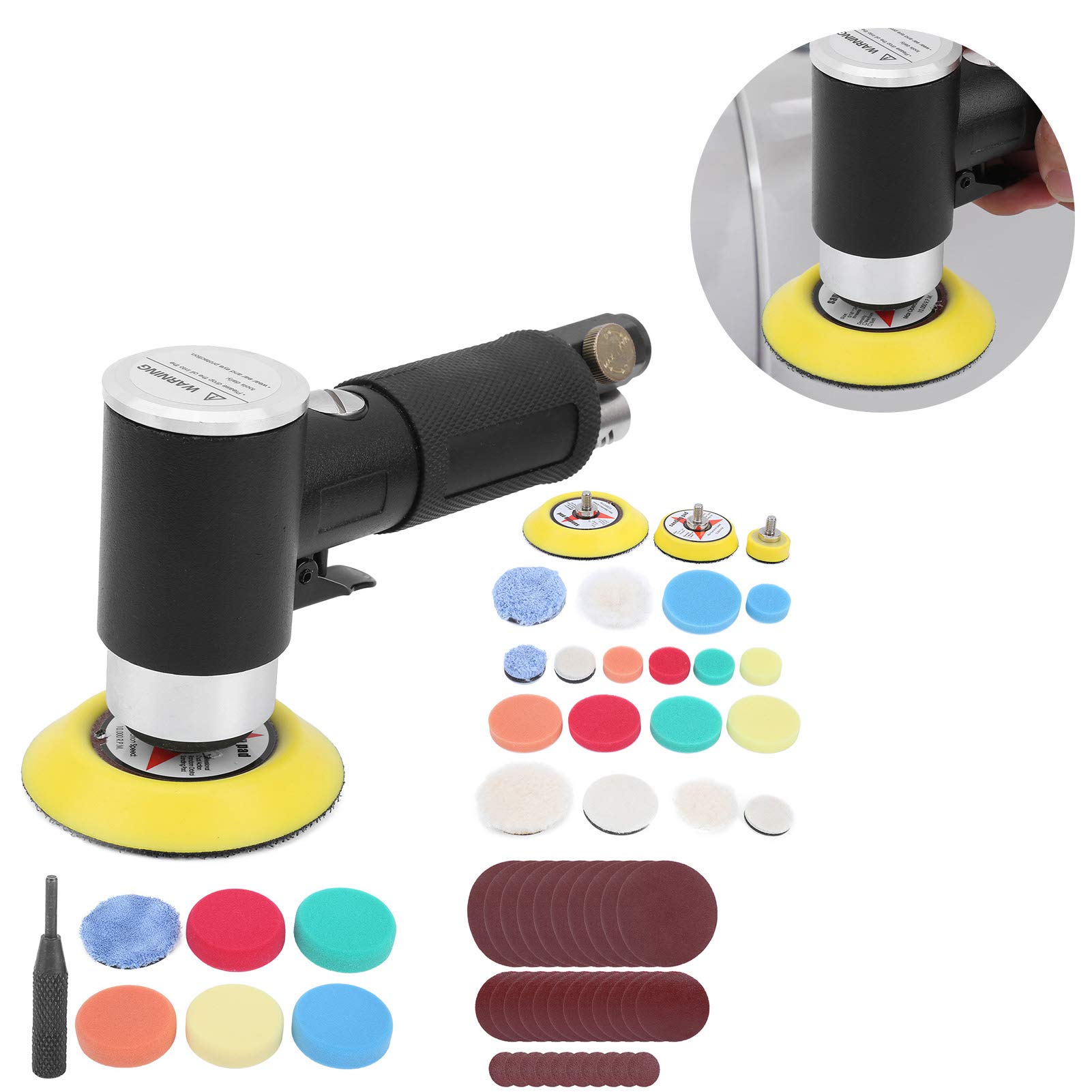 60Pcs Air Sander15000rpm Pneumatic GrinderPneumatic PolisherEccentric Pneumatic Car Waxing Polishing Sanding Machine (Japanese air nozzle)