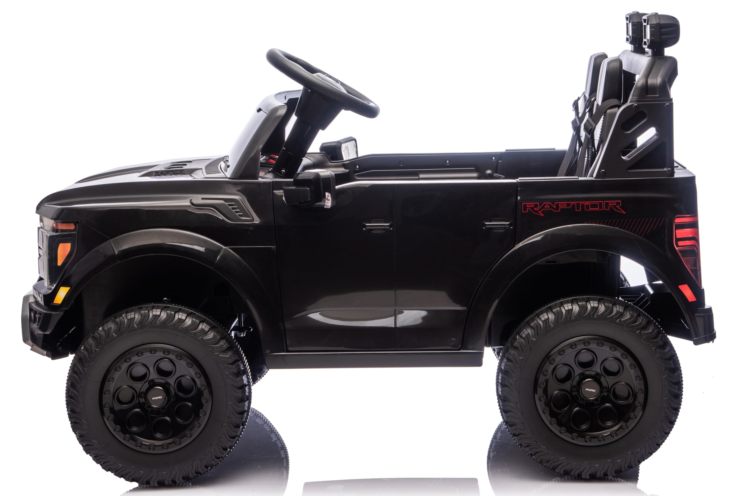 Ford F150 Raptor 24V Maxi Fuoristrada 2 Posti Auto Macchina Elettrica per Bambini Telecomando Luci a Led Bluetooth Ammortizzatori Carico Massimo 60 Kg Nero