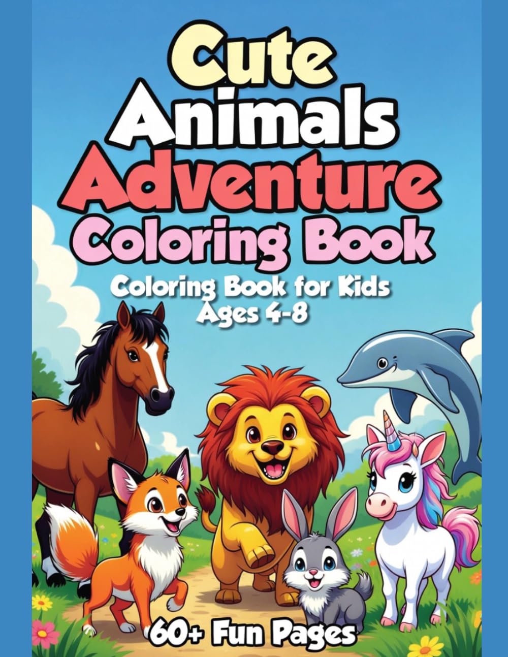 Cute Animals Adventure Coloring Book for Kids Ages 4-8: 60+ Fun Pages of Easy Coloring with Cute Animals