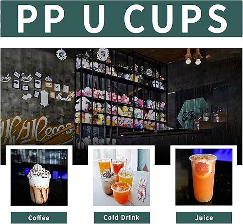 Miniatura 3 de Juego de 100 vasos de plástico desechables de 16 onzas con tapas, vasos de plástico transparente para bebidas frías, burbujas de burbujas, café