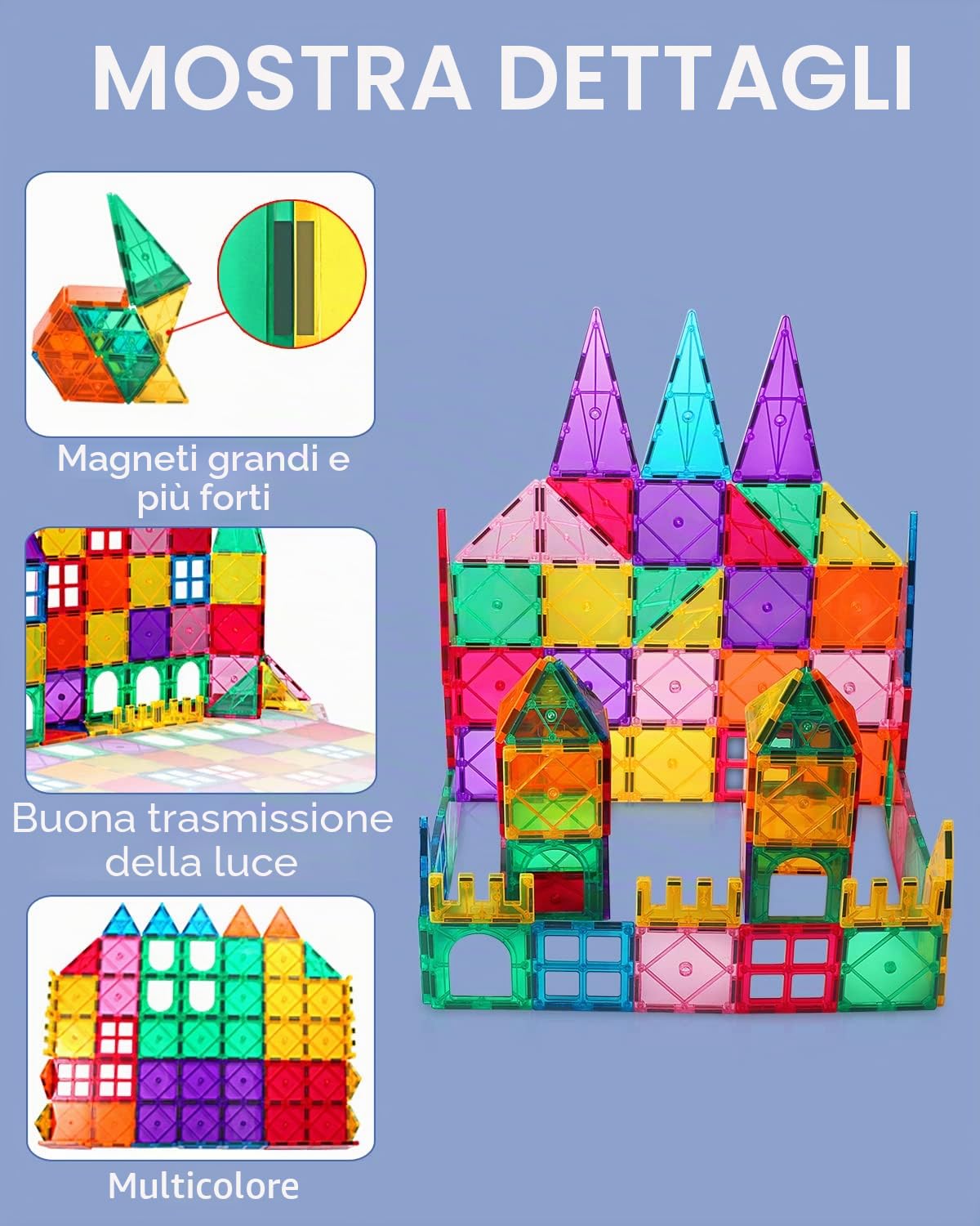 Katiago Costruzioni Magnetici 64 Pezzi 3D Educativo Blocchi Magneti Set Giocattoli per Bambini STEMS Creatività Montessori per 3+ Anni Ragazzi