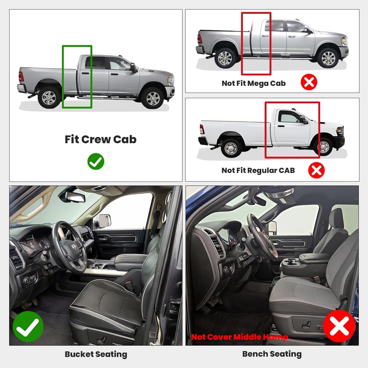 lasfit floor mats for 2019-2025 2026 ram 2500/3500 crew cab bucket seat for carpet & vinyl floor (not fit model with pto kit), all weather tpe custom fit car mats floor liners 1st & 2nd row, black 2500/3500 2019-2026 floor mats