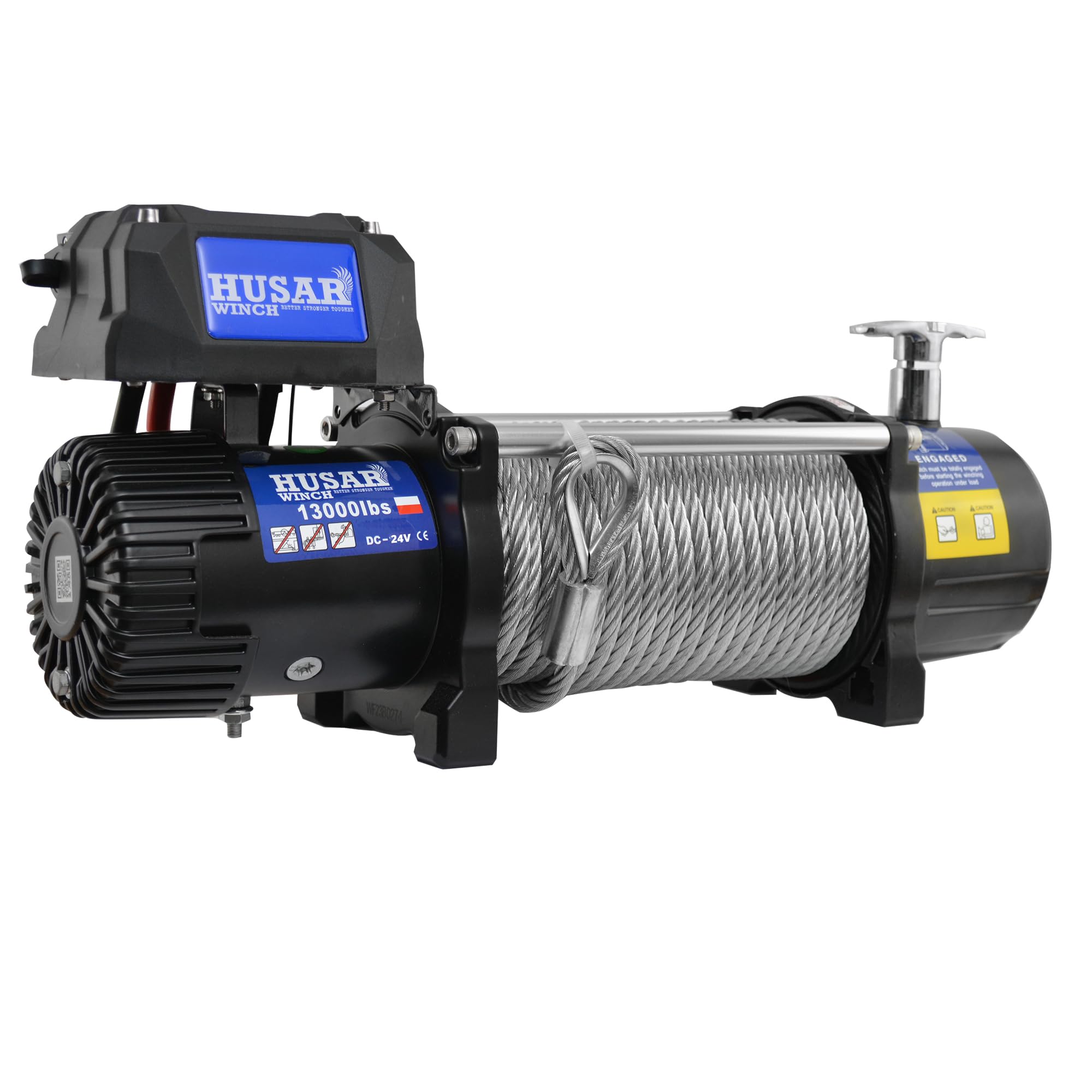 Cabrestante Eléctrico de 13000 lbs | 5897 kg, 24 V, Con Cuerda de Acero De 26 m,Control Inalámbrico, Transmisión Planetaria De 3 Etapas, Ideal Para Vehículos Todoterreno, Vehículos 4x4