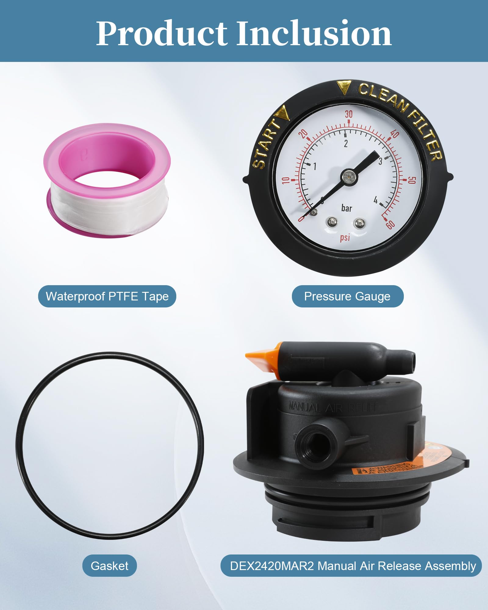 DEX2420MAR2 - Conjunto de alivio de aire manual para Hayward DE y filtro de piscina de cartucho, también apto para filtros de cartucho Pro Grid, Swimclear y Swim Clear