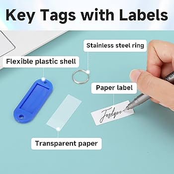 Amazon.com : Teskyer Key Tags, 56 Pcs Plastic Key Labels