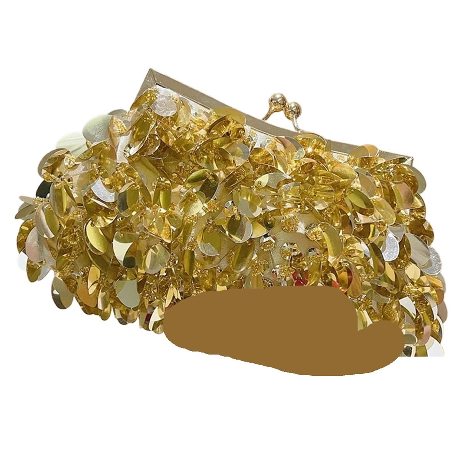 Borsa da sera con perline paillettes donna pochette for cena a tracolla catene intrecciate a mano glitterata Per Donna(Gold)