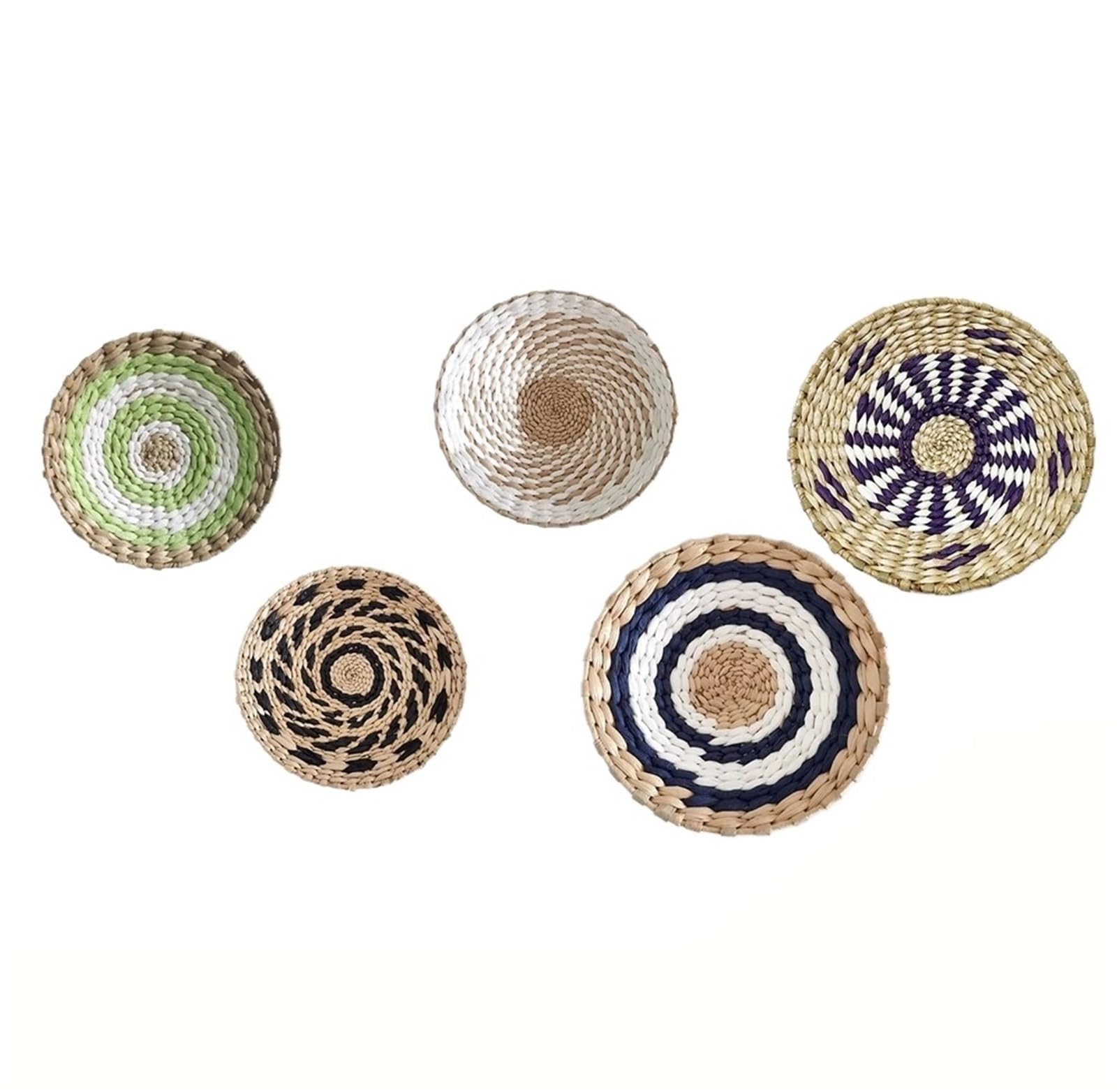 Cesta de Pared de Algas Marinas Tejida a Mano, decoración Artesanal, frutero Natural, Adorno Decorativo Colgante de ratán for el hogar y la Sala de Estar Decoración de Pared(25cm)