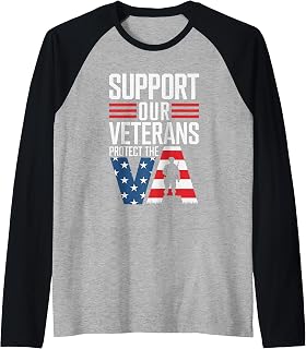 Support Our Veterans Protect The VA Military Pride Raglan Baseball Tee