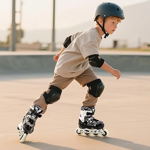 Miniatura 2 de Kuxuan Patines en línea ajustables para niños con ruedas iluminadas, divertidos patines iluminadores para niños, niñas y jóvenes Negro