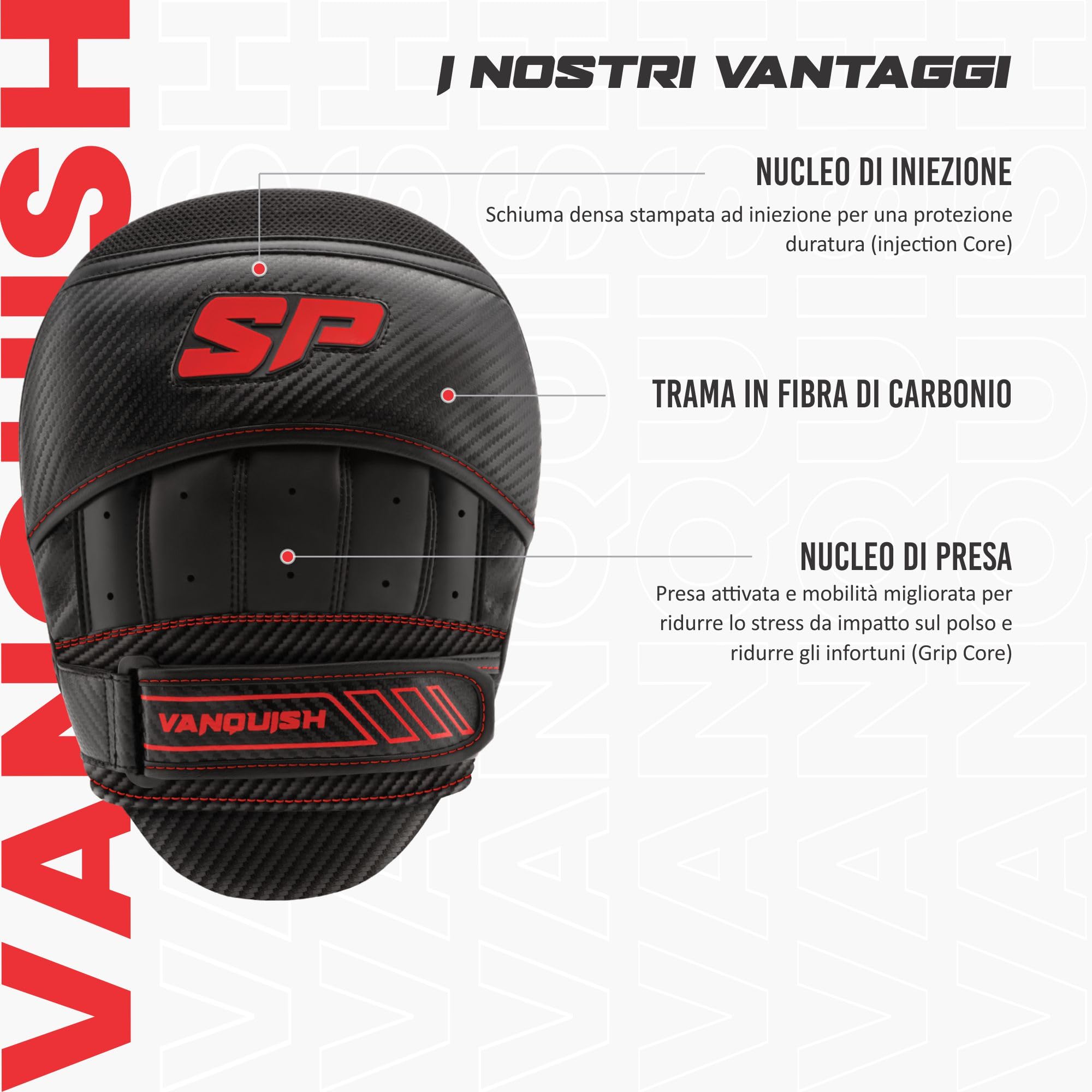Starpro Vanquish Pattes d’Ours Carbone Légères Durables Ergonomie Grip Core Protection Poignet Absorption Chocs Boxe MMA