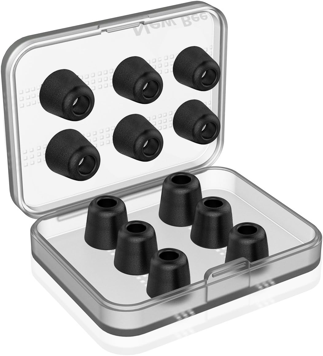 Amazon イヤーピース 6セット 低反発 遮音性 交換用 イヤホンパッド イヤホンキャップ 収納ボックス付き M Black Feych イヤーピース