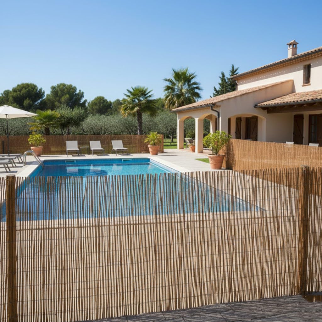 Suinga Valla de Mimbre 0,8x5 metros | Cañizo Jardin natural | Cerramiento de Mimbre 85% Ocultación | Valla Decorativa de Mimbre Nacional