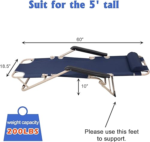 Miniatura 2 de LUCKYERMORE Paquete de 2 sillas de playa al aire libre, sillas de bronceado y cuna plana completa 2 en 1, sillas reclinables plegables para