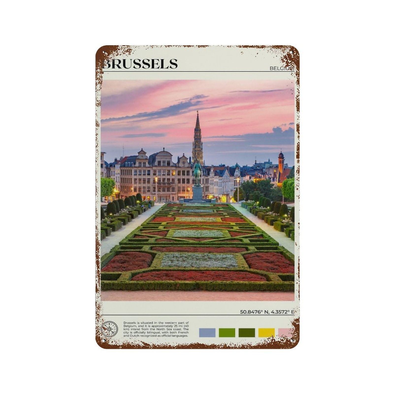 xiaoxiaoshen Real Photo Brussels Decor Belgium Wall Decor Art Metal Tin Poster Modern Home Decor Art Home Bar Shop Decorations Vintage Sign 30x20cm
