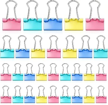 50pcs Colored Binder Clips, Upgrade Your Organization with 3 Sizes Metal Foldback Clips, Colorful Bulldog Clips, Colored Metal Binder Clips, Stationery Clamps for School & Office 15mm/19mm/25mm