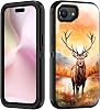 for iPhone 16e Case, Heavy Duty 3 in 1 Hybrid Military Grade Shockproof Drop Full-Body Protective Cover for iPhone 16e 2025 6.1 inch, Watercolor Art Deer