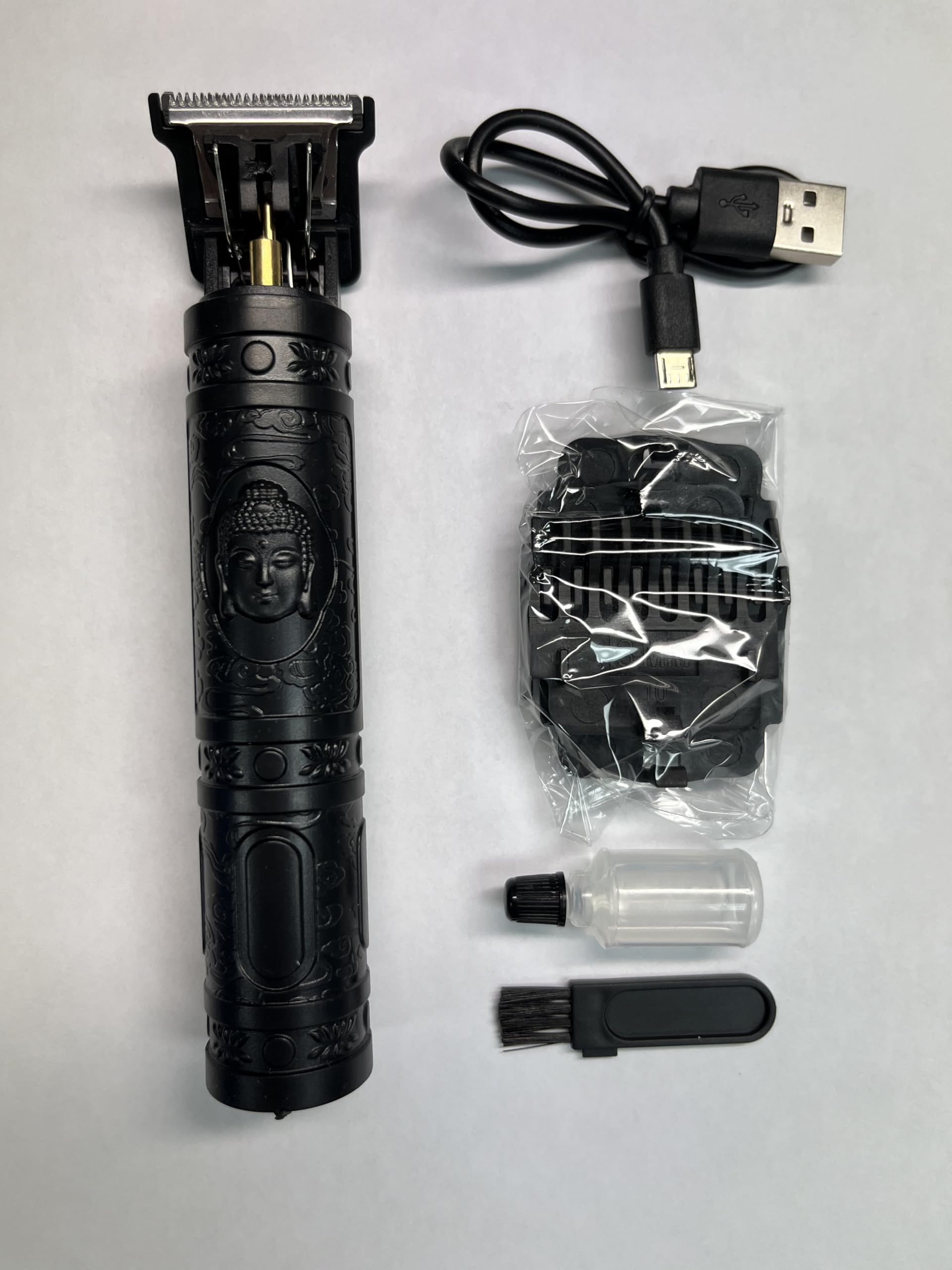 Generic Professional Electric Beard Hair Trimmer with Cordless Rechargeable Kit Edgers Clippers for Mens Birthday (Buddah), Black