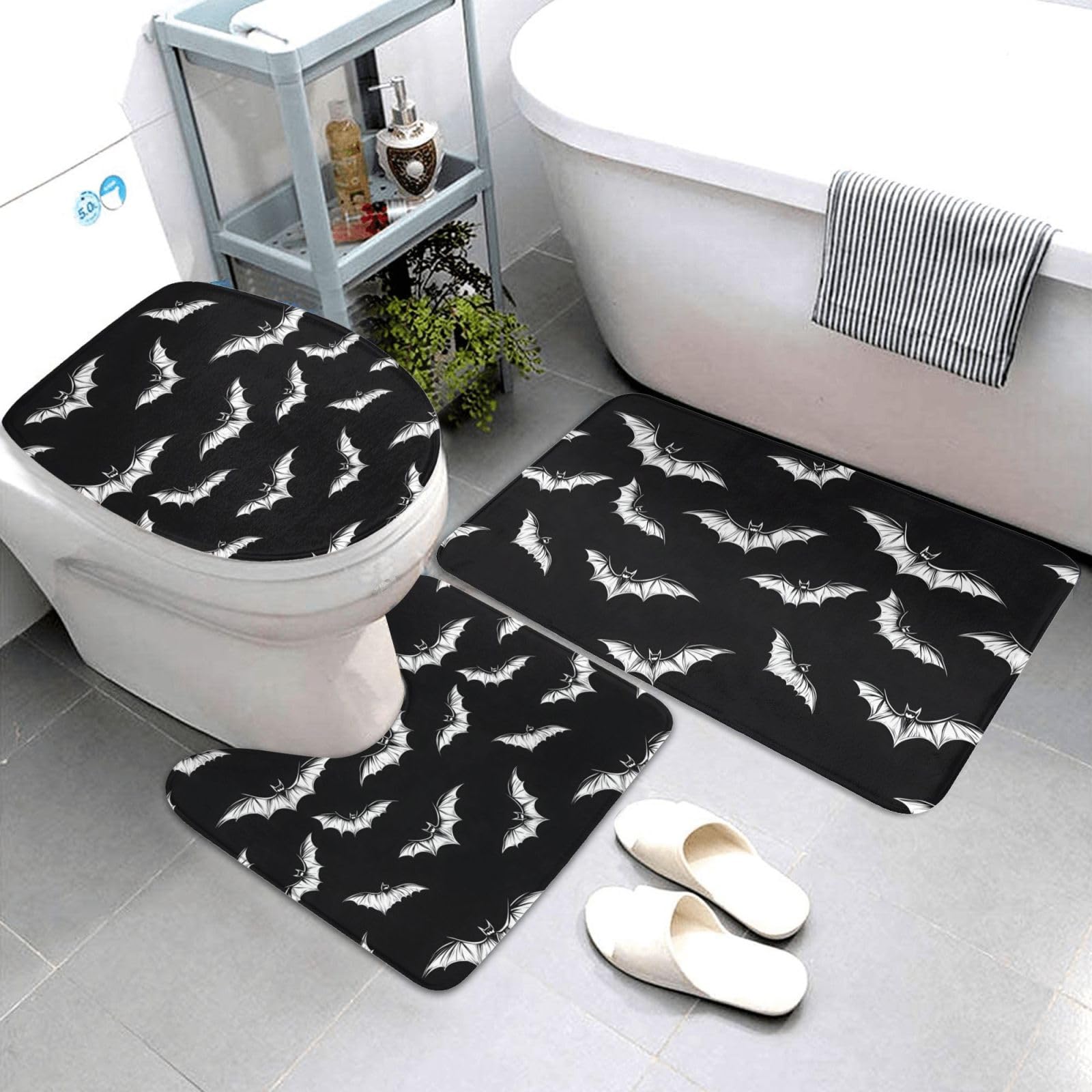 Tapis de salle de bain absorbants et lavables avec revers antidérapant