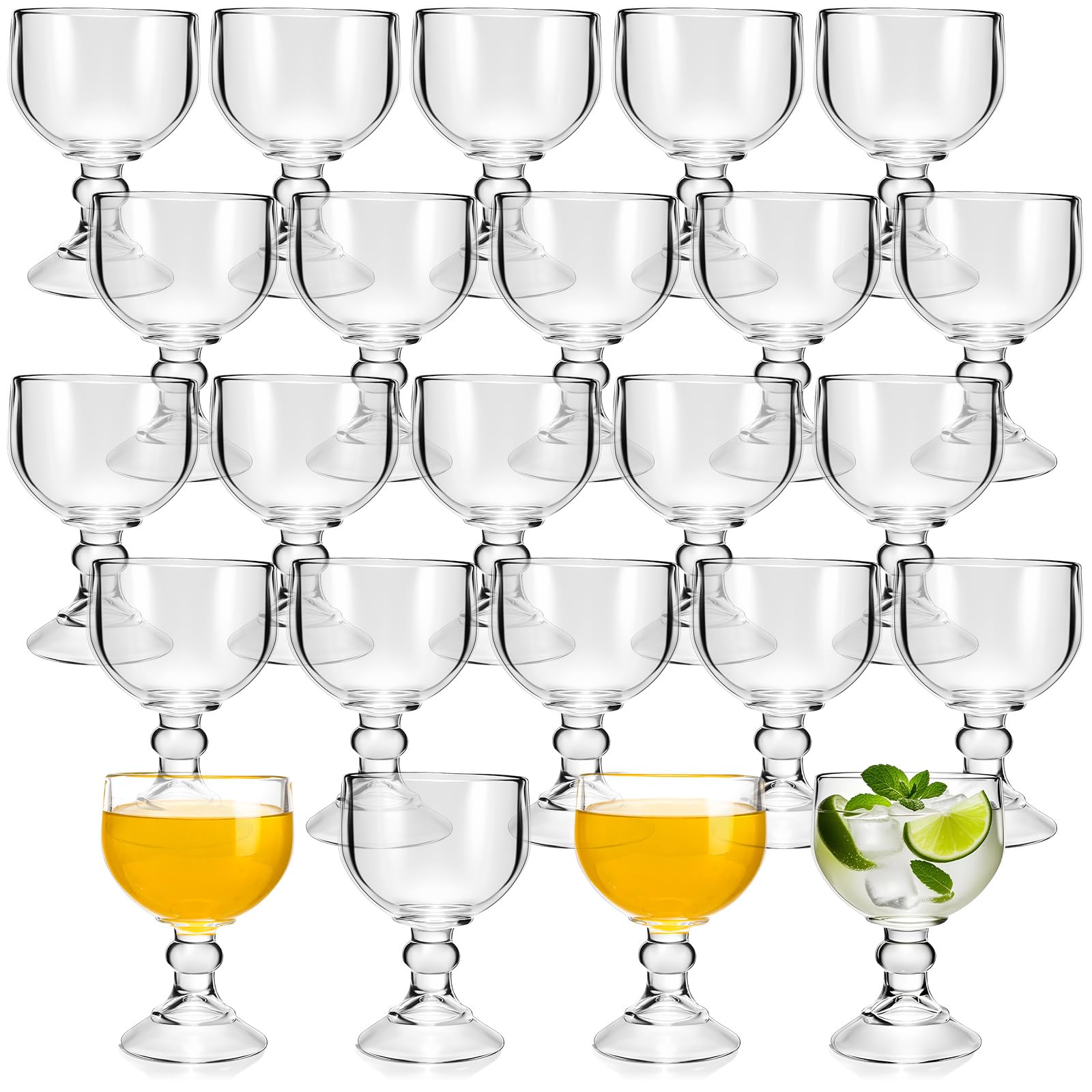 Sabary Set of 24 Schooner Beer Glass 21.5 oz Extra Large Margarita Glass Clear Fishbowl Cup for Drinks Thick Bottom Goblet Shrimp Cocktail Cups for