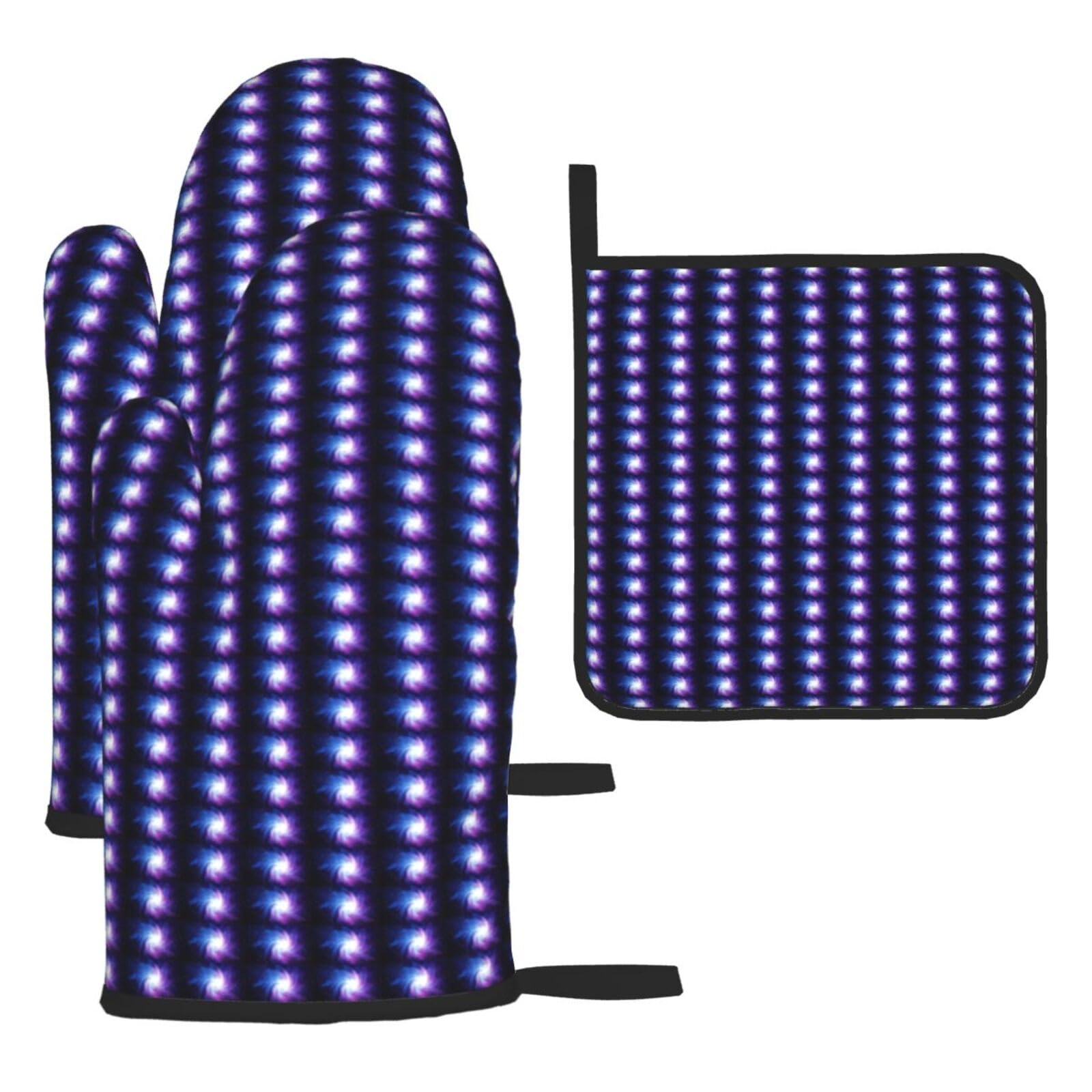 Glaxy Print Oven Kitchen Gloves For Baking Outdoor Grilling Home Use Mitts Microwaving Bbq