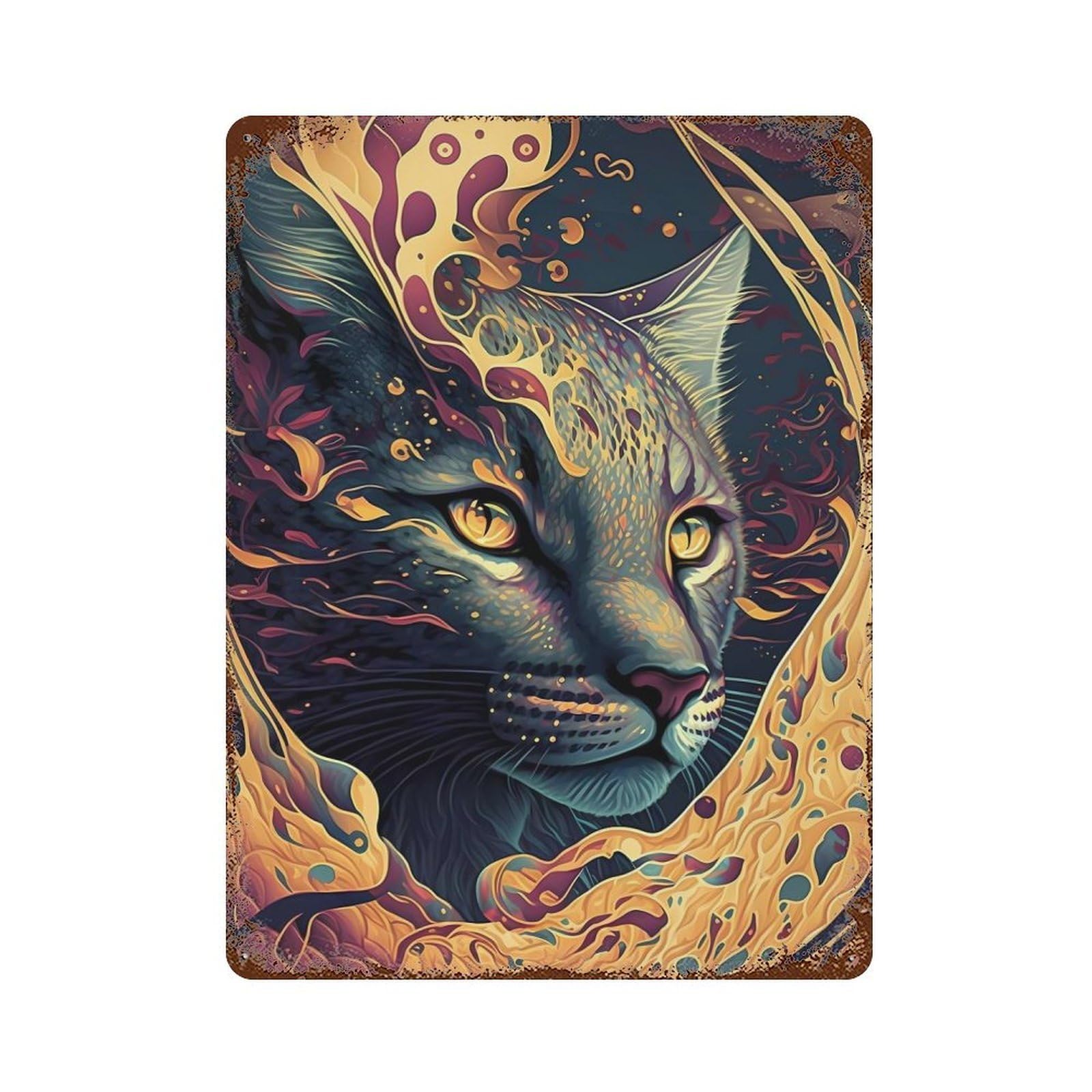 Lynx Enchanting Decorative Tin Sign 15.7"x11.8", Retro Wall Decor for Basement, Hobby Room And Garage Decor