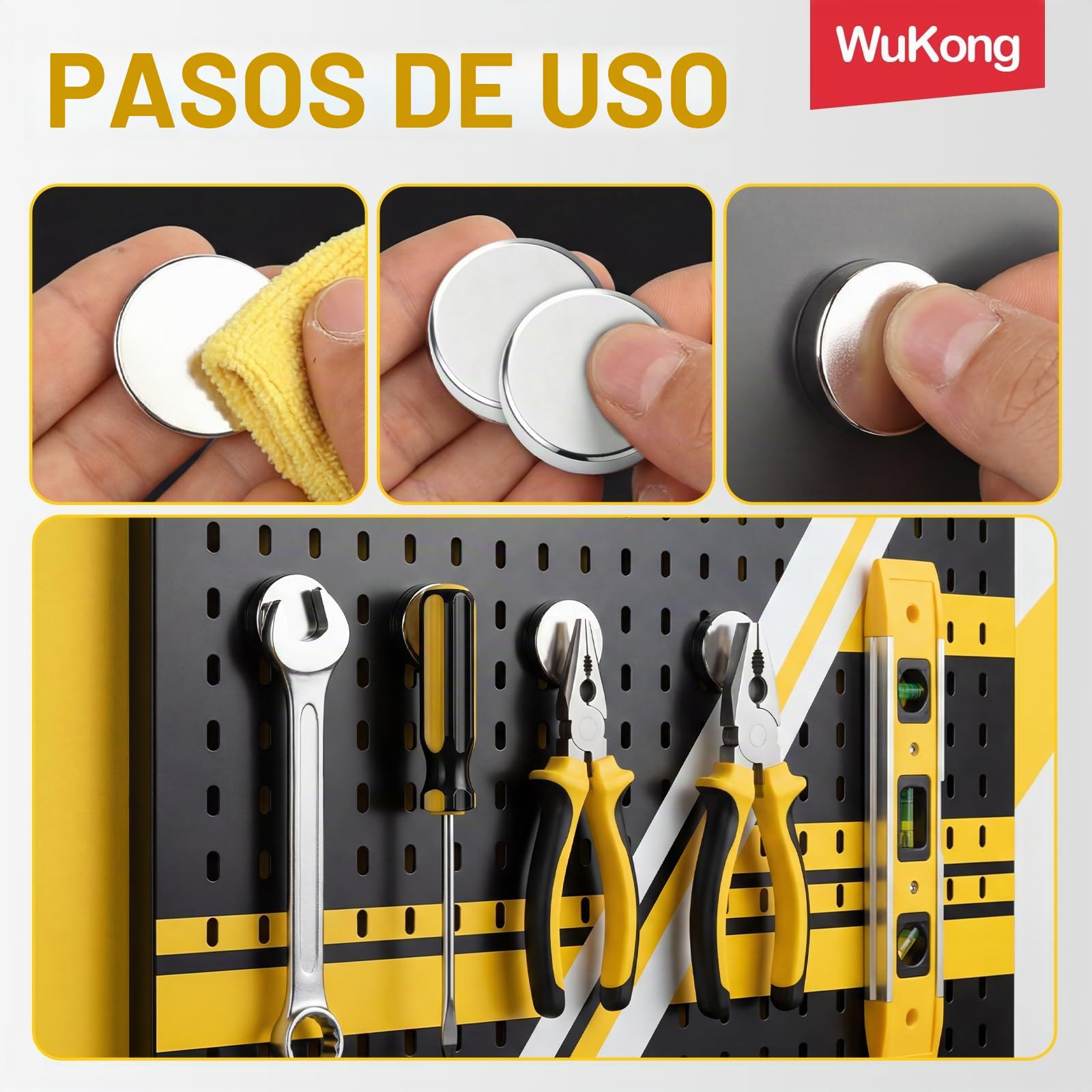 Imanes de neodimio Wukong 10x3mm | Paquete de 20 mini imanes extremadamente fuertes, imanes redondos pequeños para tablero magnético, tablero magnético, nevera, manualidades, oficina, cocina