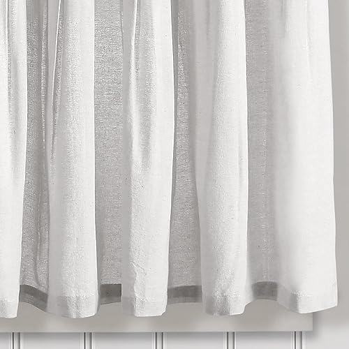 Miniatura 4 de Lush Decor Cortinas Farmhouse de Lino con Botones Juego de Niveles, Par, 29" An x 36" L, Cortinas Farmhouse Gris y Blanco para Cocina