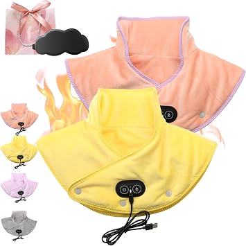 Neck and Shoulder Heating Pad, Portable USB Electric Neck Warmer for Pain Relief, 60S Fast Heated Neck Wrap with 3 Temp & Massage Settings 2pcs 1#