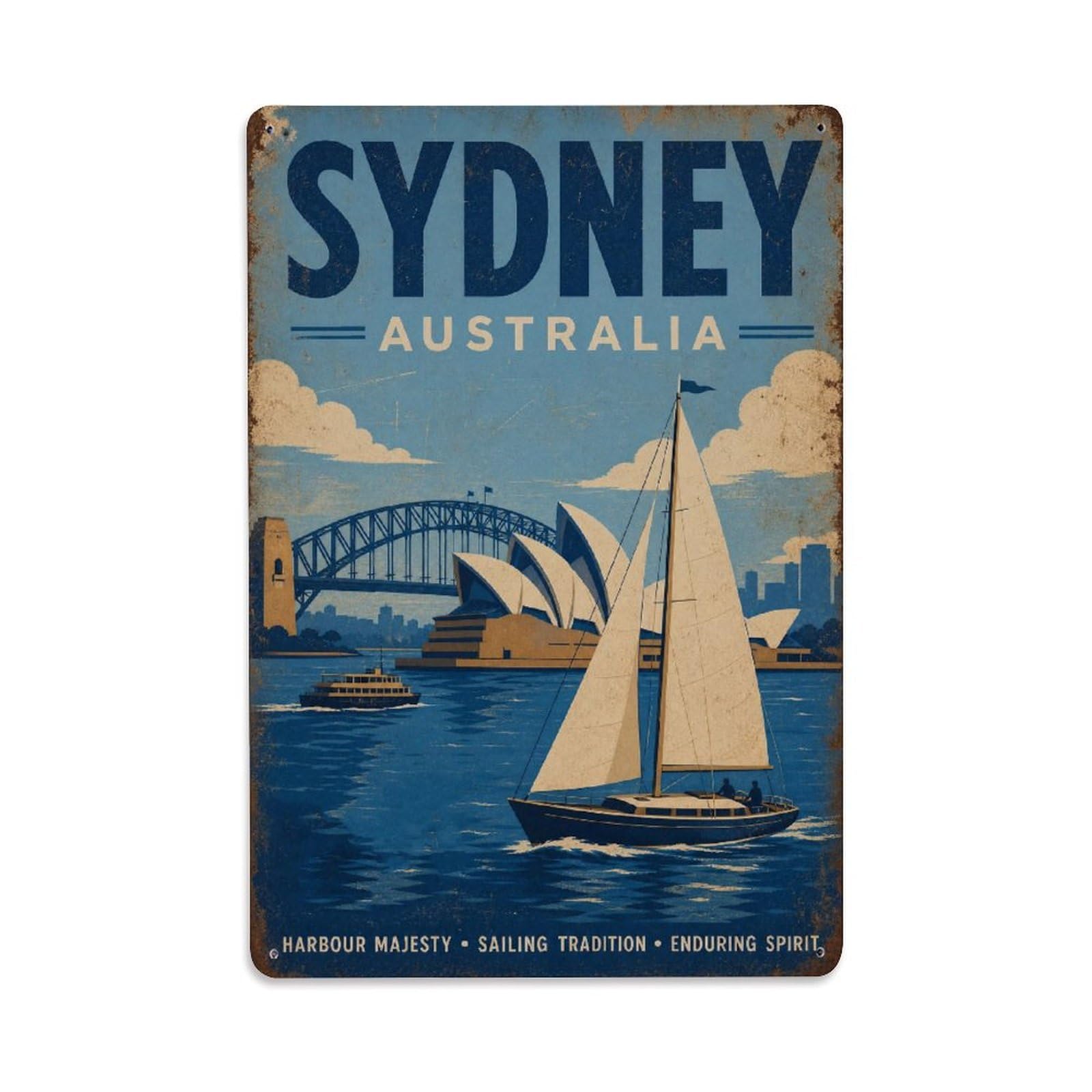 Waterfront Travel Sydney Australia Maritime Harbor Metal Tin Sign