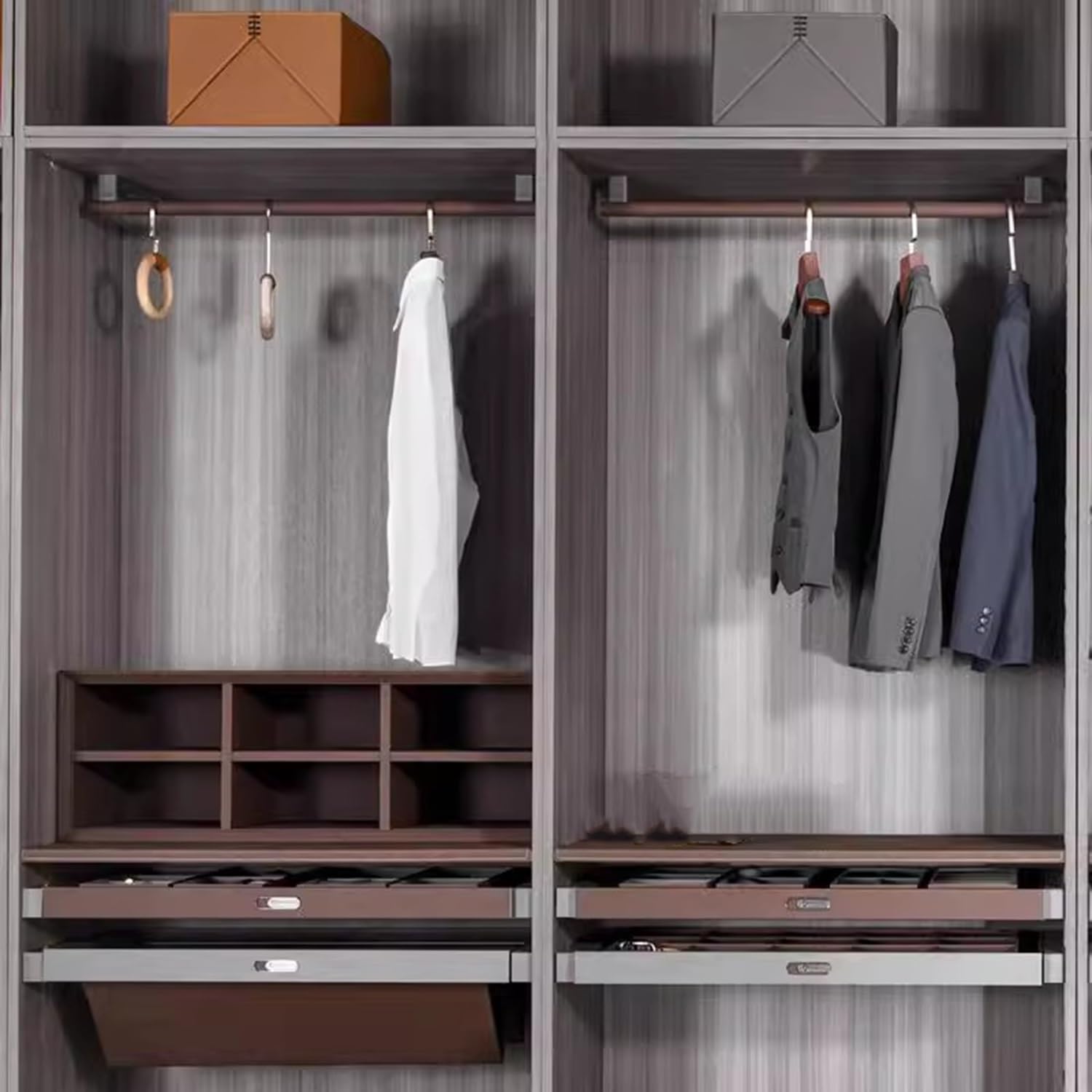 Asta per Armadio in Pelle montata sulla Parte Superiore - Barra Organizer Antiscivolo per Vestiti, Stanza Hobby, casa e Ufficio (53,5 pollici/136 cm) - Accessorio per Armadio Resistente ed e