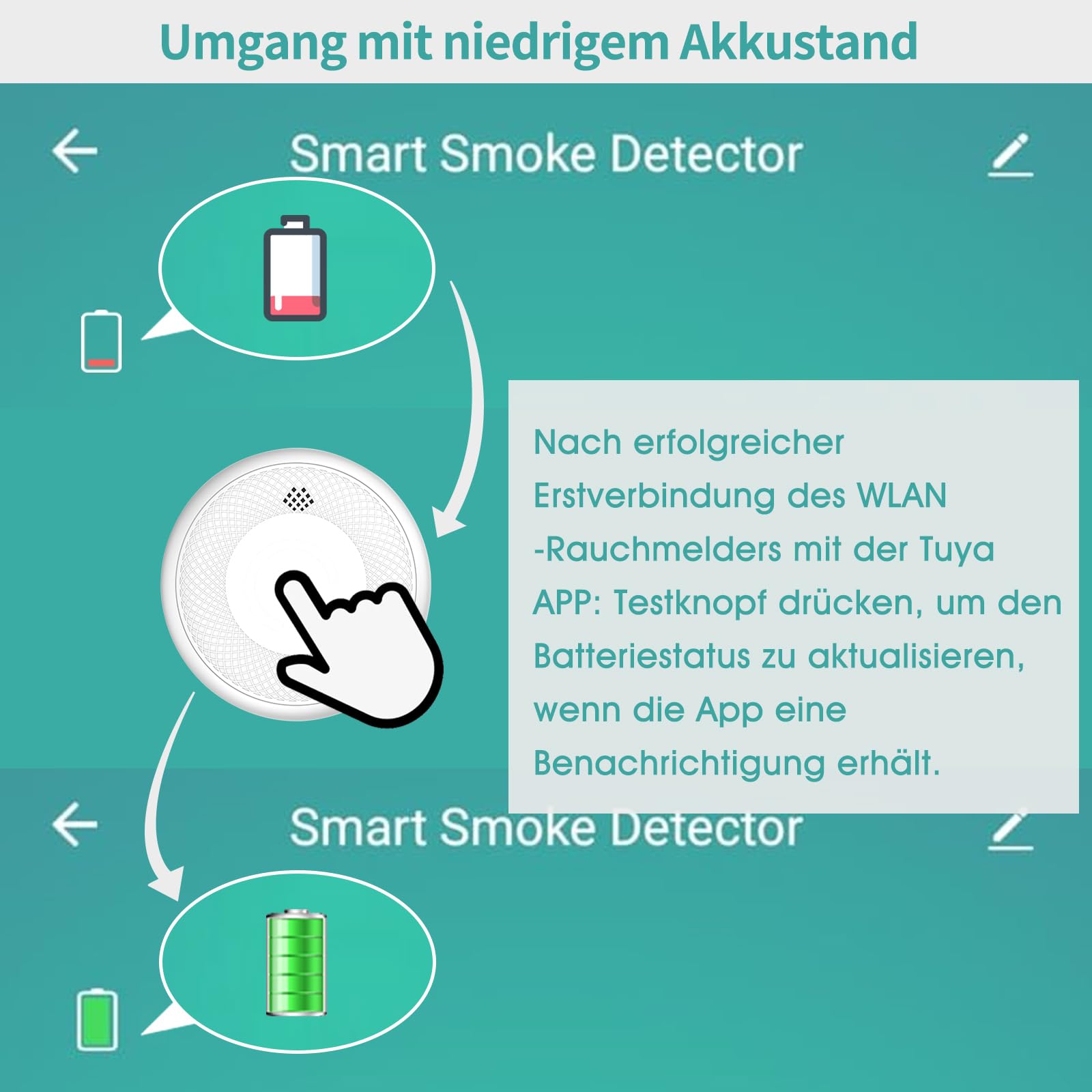 Safeliveo Rauchmelder WLAN 10 Jahre Batterie mit App Benachrichtigung, Stummschaltung und Selbsttest Funktion ，Entspricht DIN EN 14604(Kompatibel mit Tuya/Smart Life APP)-5 Stück
